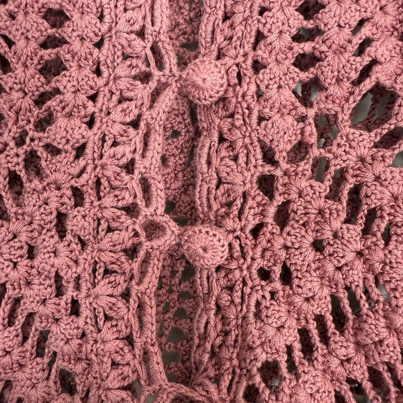 Delicate Knit Cardigan 3/4sleeve Button Up Dusty Rose Vintage Cottagecore Dainty - Picture 3 of 6